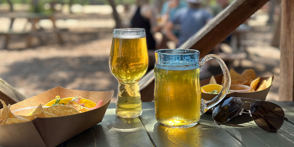 Hand blown Mug Pilsner Whiskey glasses at Wimberley Glassworks