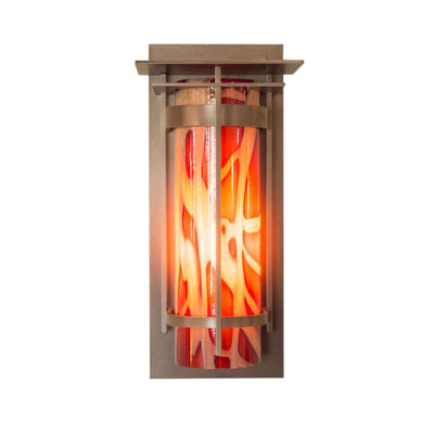 BANDED WITH TOP PLATE Outdoor Large Sconce with Blown Glass
