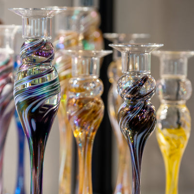 Glass Candlestick Holder - Single