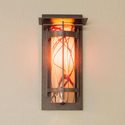 BANDED WITH TOP PLATE Outdoor Large Sconce with Blown Glass