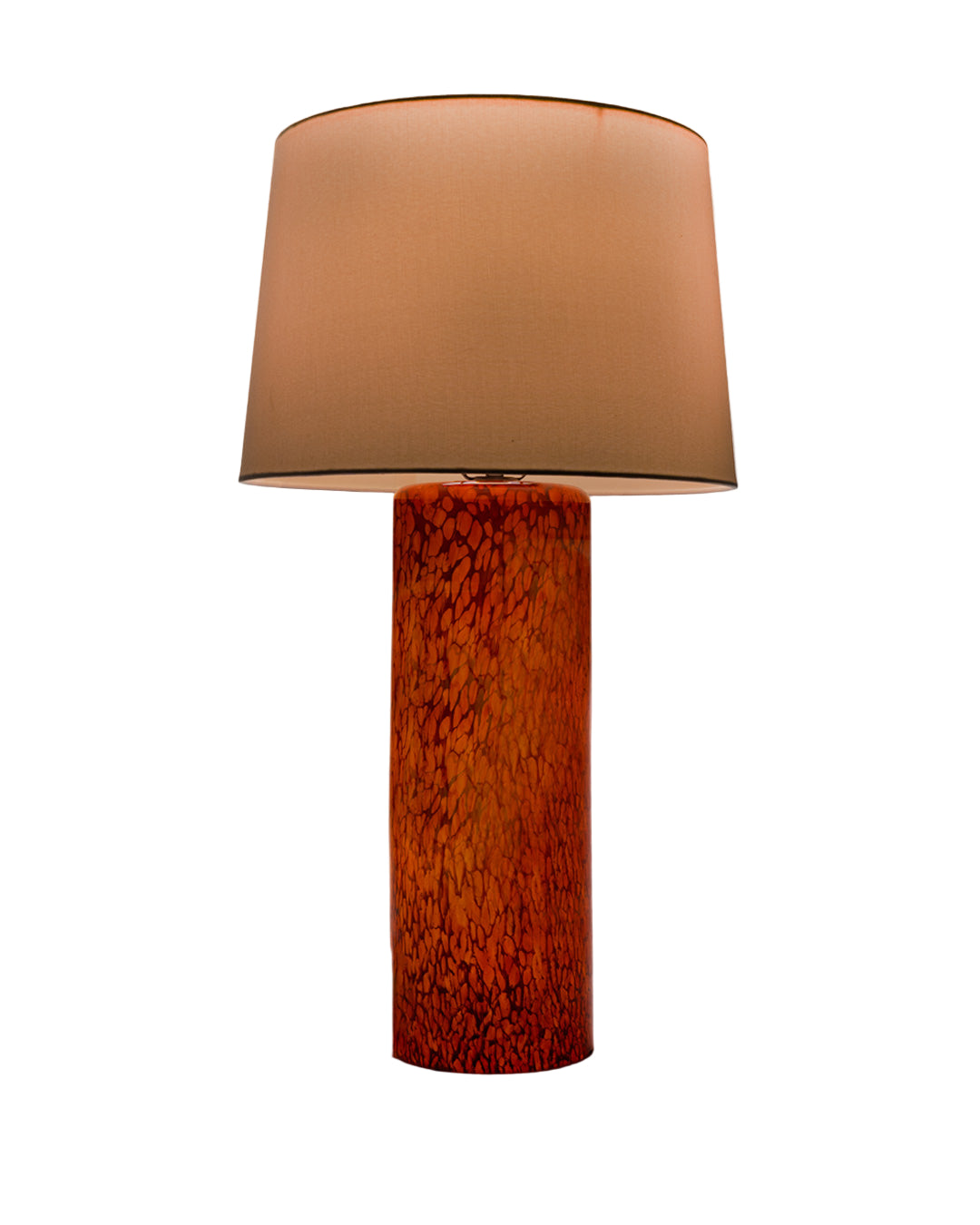 Glass Table Lamp with 3-way Lighted Cylinder Base and Fabric Shade