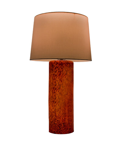 Glass Table Lamp with 3-way Lighted Cylinder Base and Fabric Shade