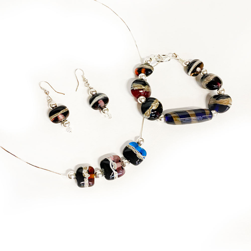 Art Glass Half and Half Necklace Set