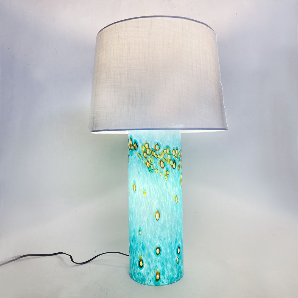 6" Cylinder Glass Lamp Base with Fabric Shade