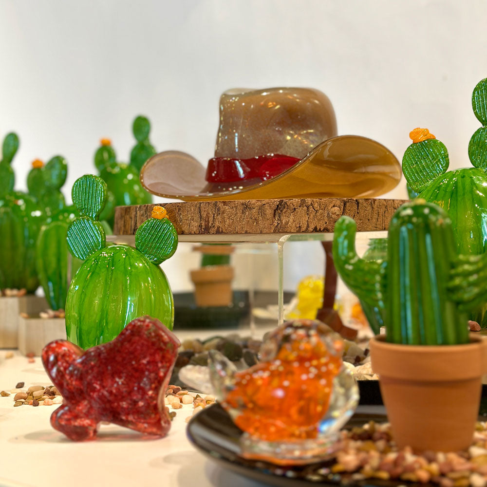 Glass Cowboy Hat Artpiece