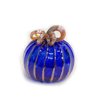 blue handmade glass pumpkin