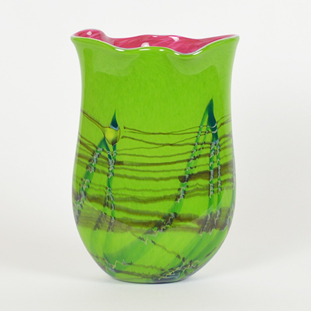 Tropical Bamboo Emerald Oblique Vase