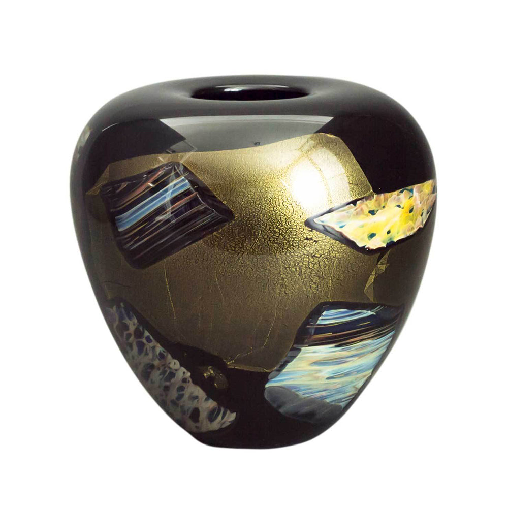 small art glass black vase handmade