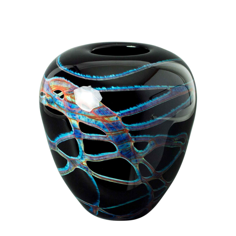 Blue Aurora Short Puff Vase