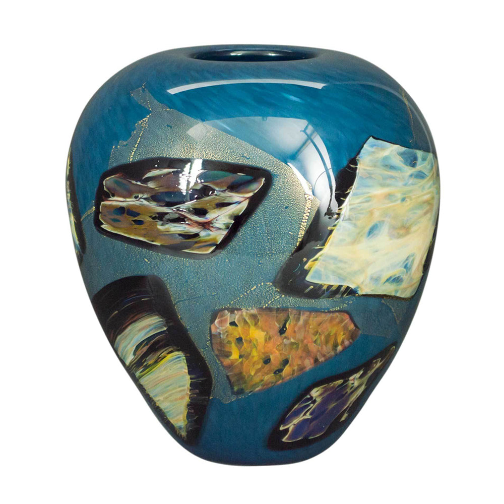 blue small art glass handmade decor
