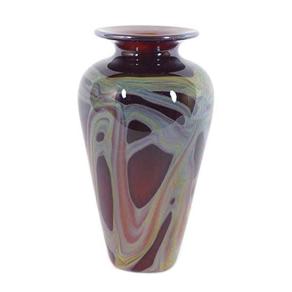 red handmade art glass vase