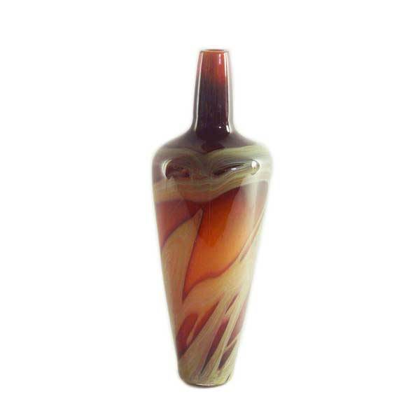red handmade art glass vase