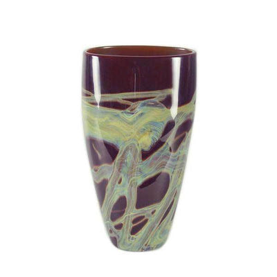 red handmade art glass vase