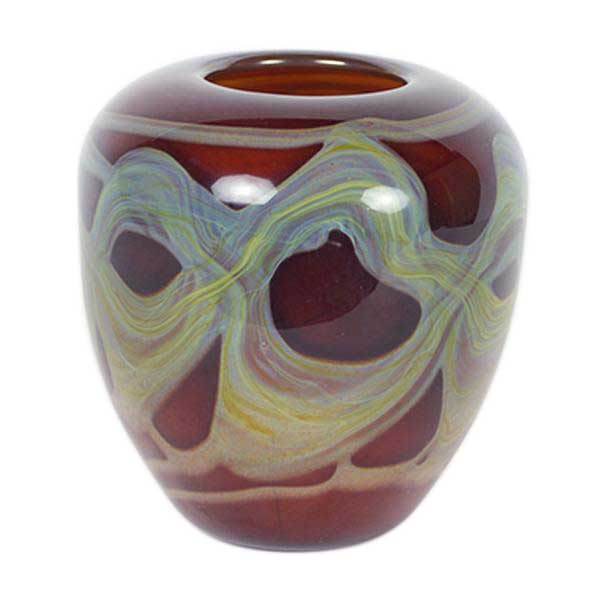 red handmade art glass vase