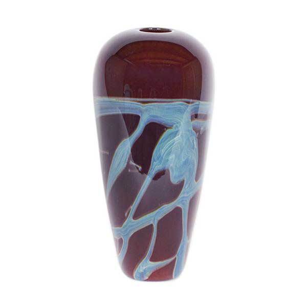 red handmade art glass vase