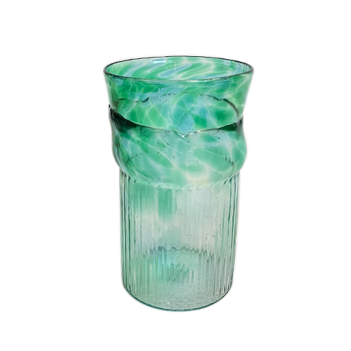 These hand blown elegant emerald glass small tumblers are a Wimberley Glassworks staple.