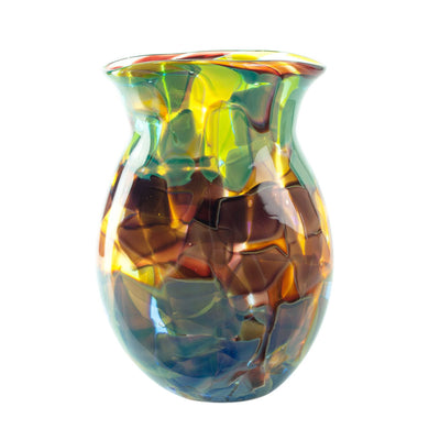 hand blown glass tall vase multi color rainbow