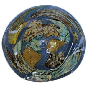 blue handcrafted art glass platter