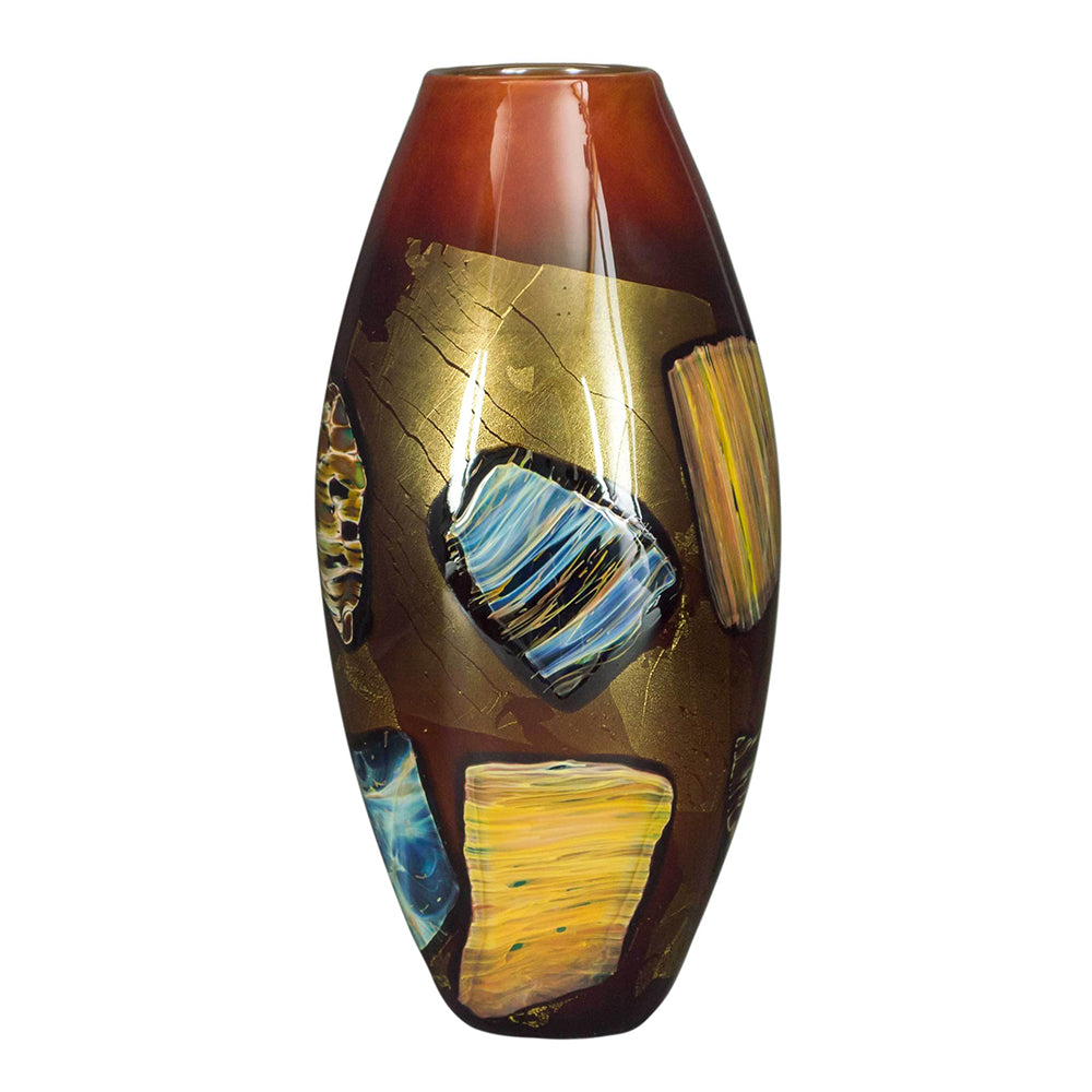 red art glass vase interior handmade