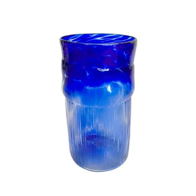 These hand blown artful sapphire glass small tumblers are a Wimberley Glassworks staple.