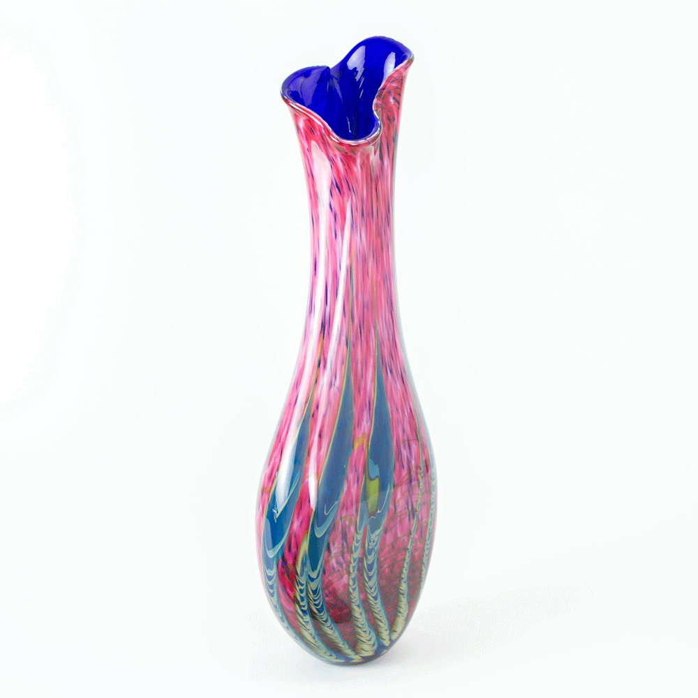 Tropical Bamboo Ruby Teardrop Vase