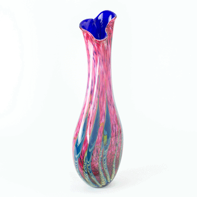 Tropical Bamboo Ruby Teardrop Vase
