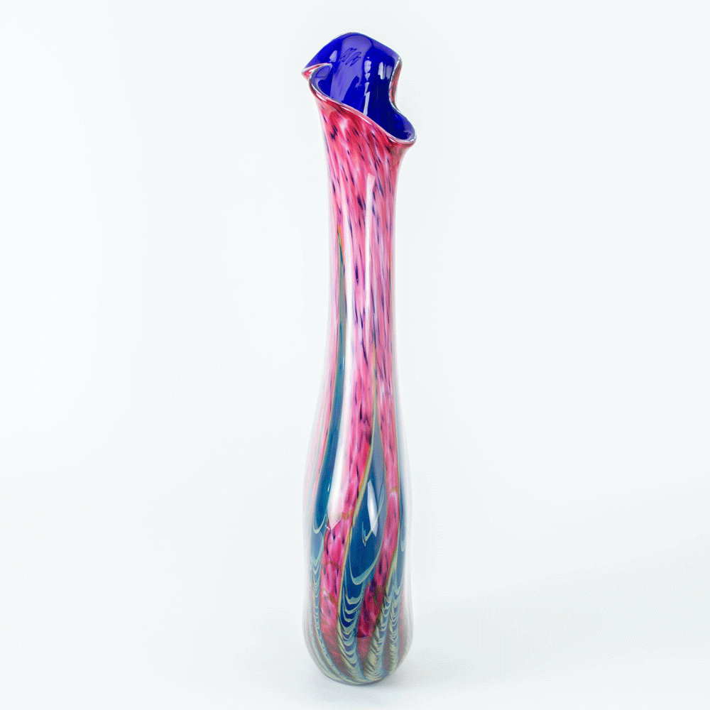 Tropical Bamboo Ruby Teardrop Vase