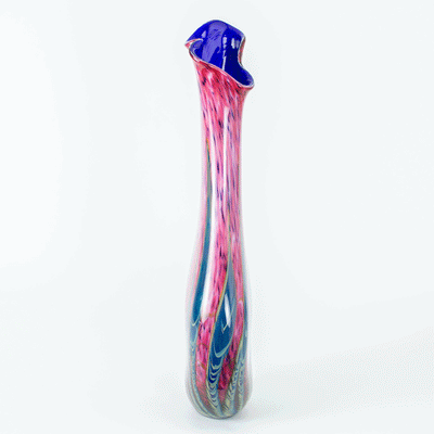 Tropical Bamboo Ruby Teardrop Vase